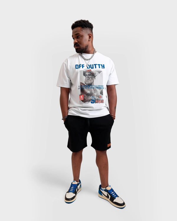 Off-Dutty™ Black Short "Signature Brown Leather Logo Detail on Left"