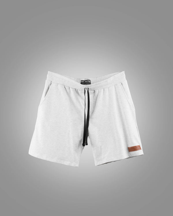 Off-Dutty™ White Short "Signature Brown Leather Logo Detail on Left"