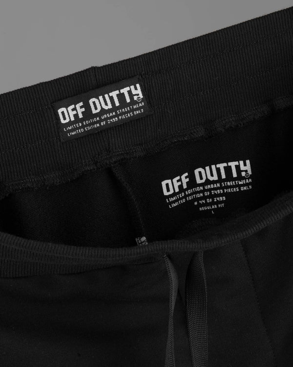 Off-Dutty™ Black Short "Signature Brown Leather Logo Detail on Left"