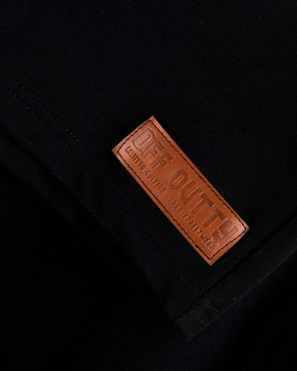 Off-Dutty™ Black Short "Signature Brown Leather Logo Detail on Left"